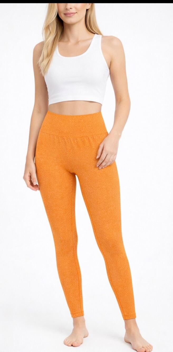 2/$15 NWOT TikTok Viral High Waist Thick Stretch Leggings Orange Size S